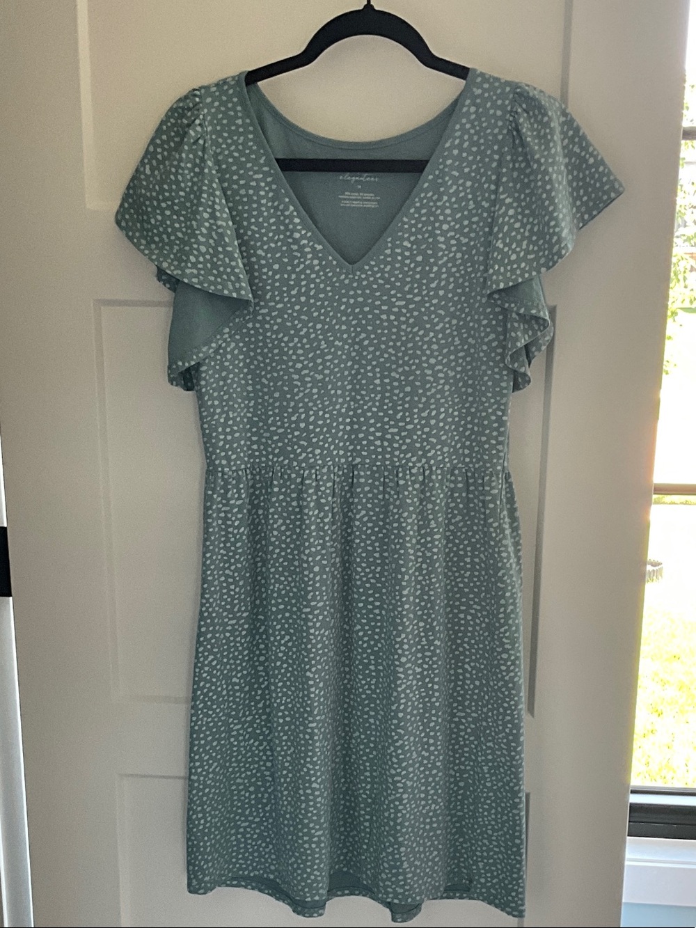V-Neck Flutter Sleeve Midi Dress